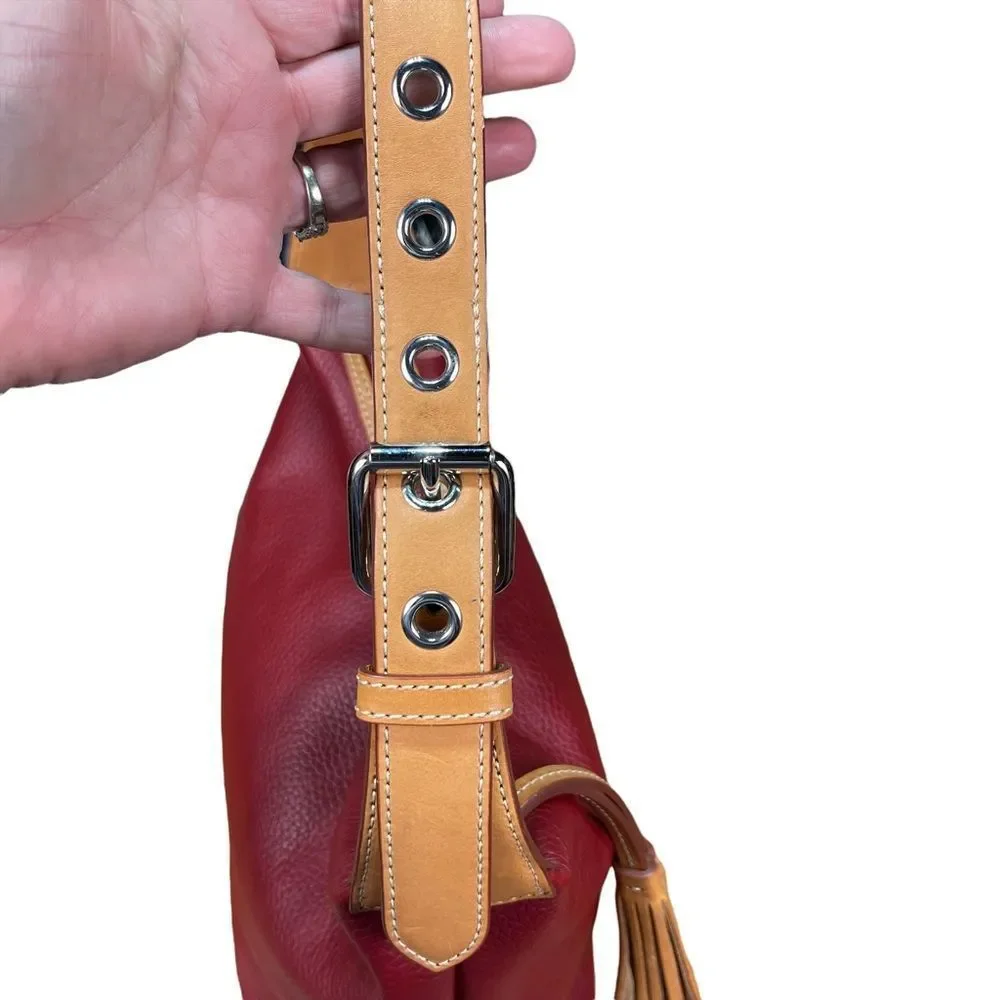 Dooney & Bourke Patterson Leather PAIGE Sac Hobo Shoulder Bag Tassel Wine Color
